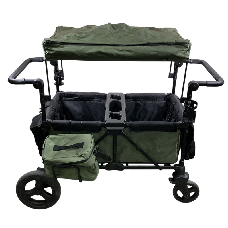 Delta Children Jeep Deluxe Wrangler Wagon Stroller with Cooler Bag and Parent Organizer, 2 Seater, Green