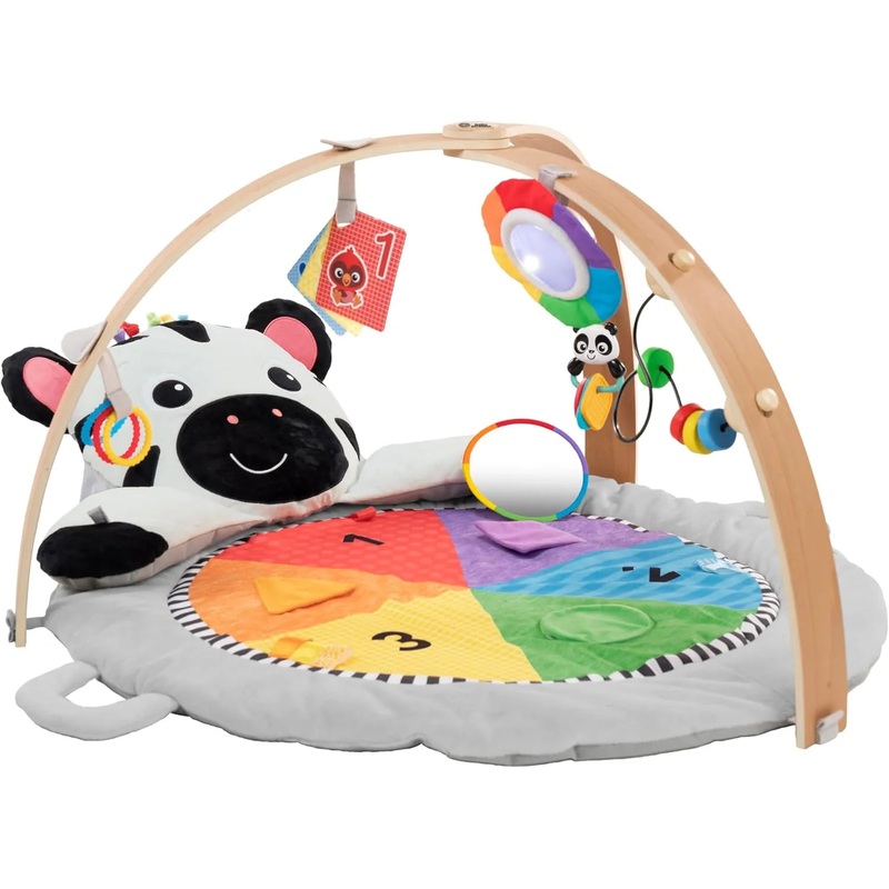 Zen’s Activity Milestones Plush Gym with Wooden Bar, for Infant to Toddler, 0-12 Months, Machine Washable Zen’s Milestones Mat