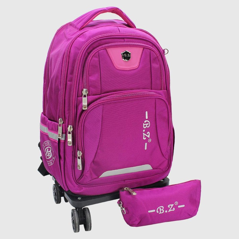 Fuchsia 18 Inches Trolley Backpack + Pencil Case