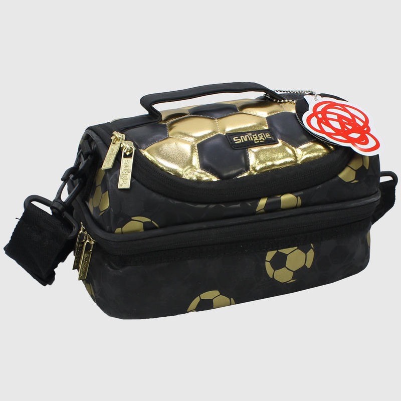 Golden Football Lunch Bag -black & gold