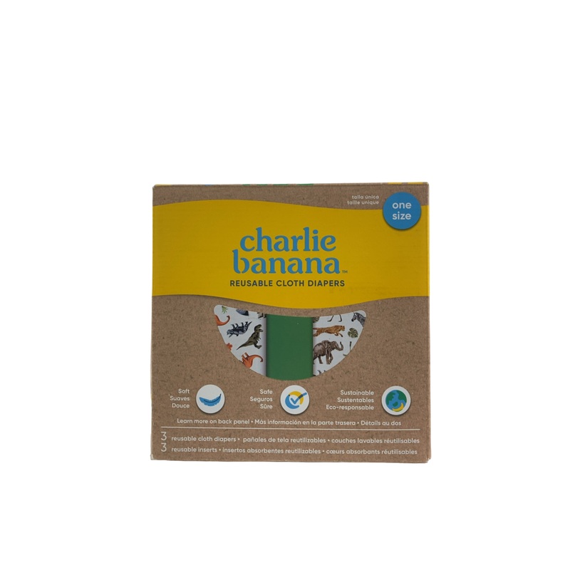 Charlie Banana One Size Cloth Diapers, Wild Forest, 3 Pack