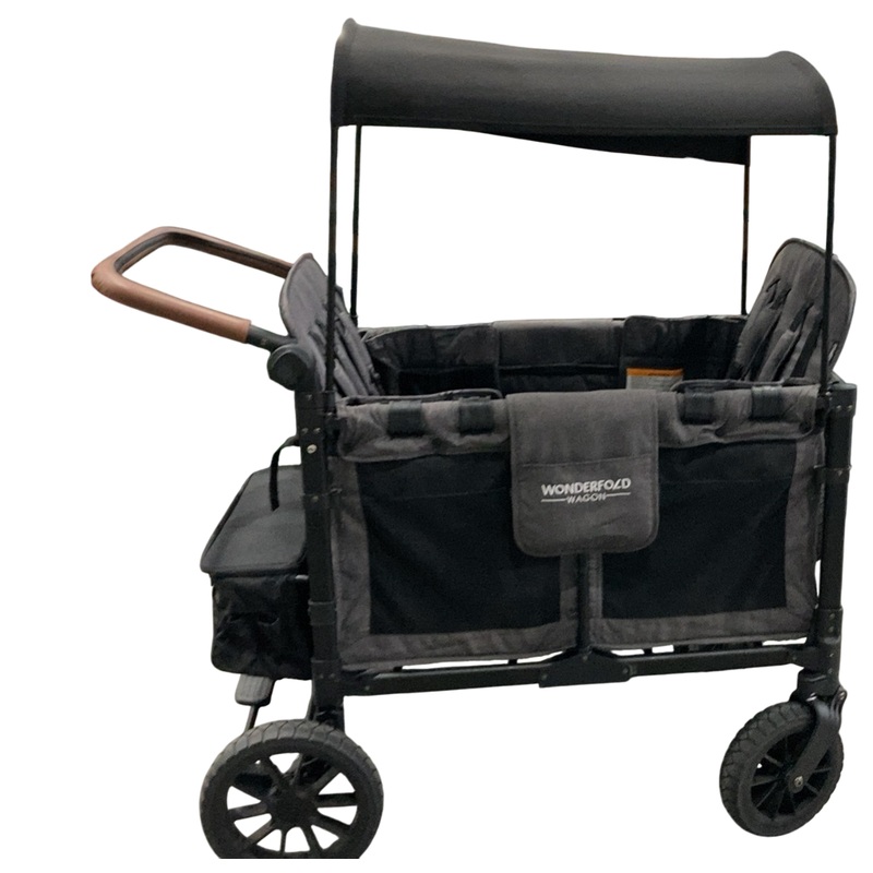 Wonderfold W4 Luxe Quad Stroller Wagon, 2022, Charcoal Grey with Black Frame