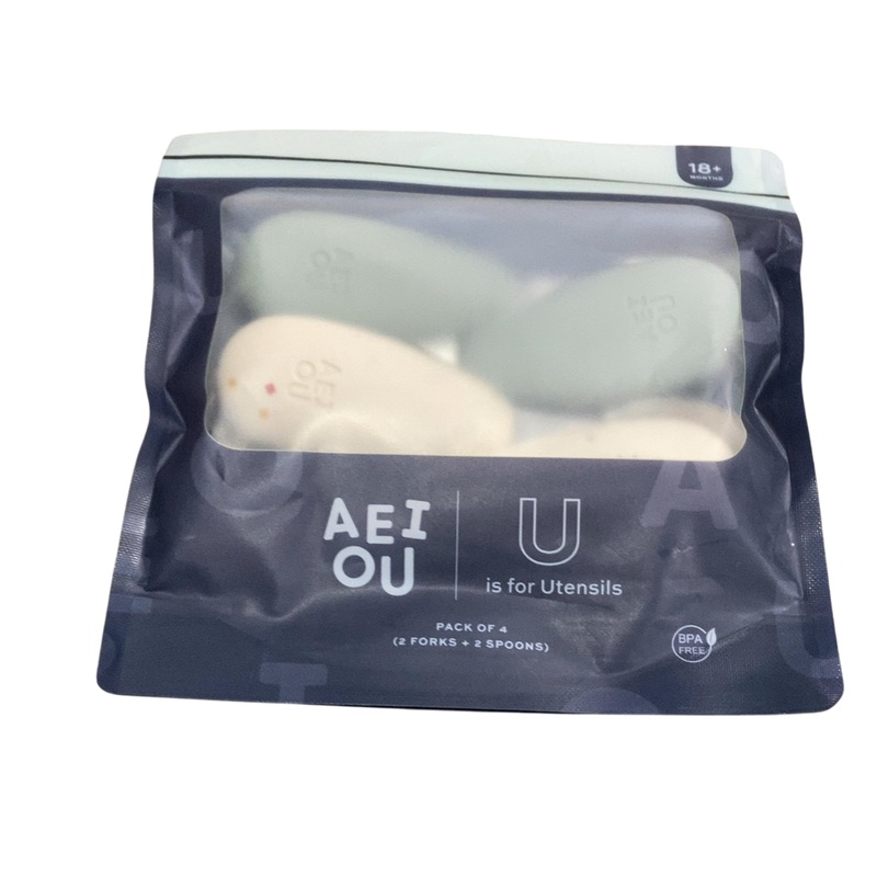 AEIOU Metal Utensils 4 Pack, Sage/Oat Speckle